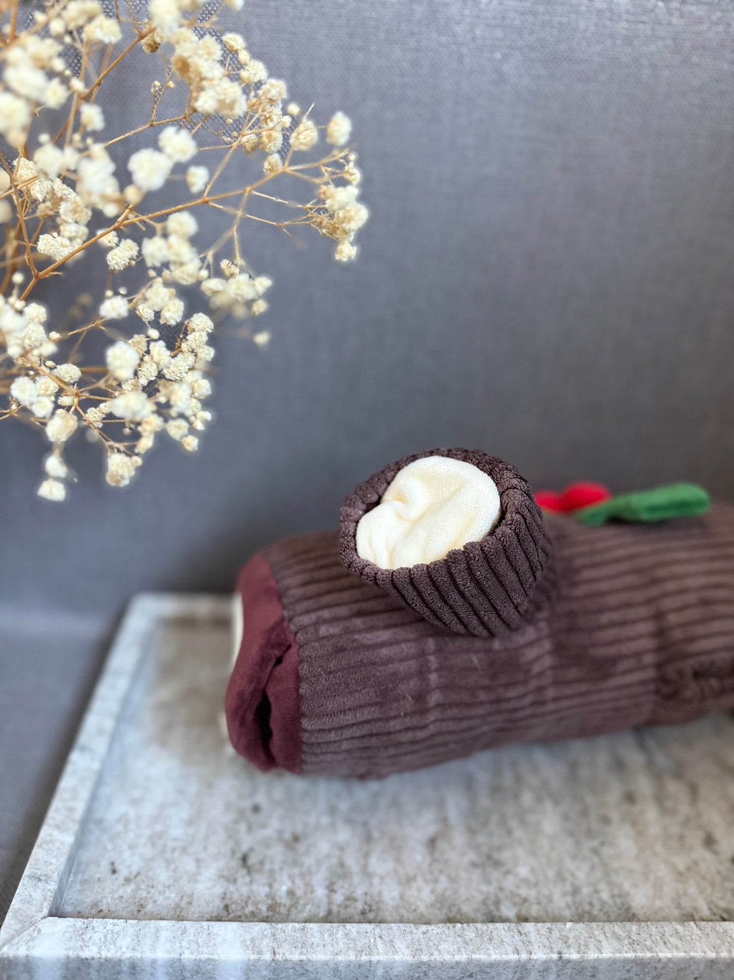 Bûche de Noël - peluche de fouille