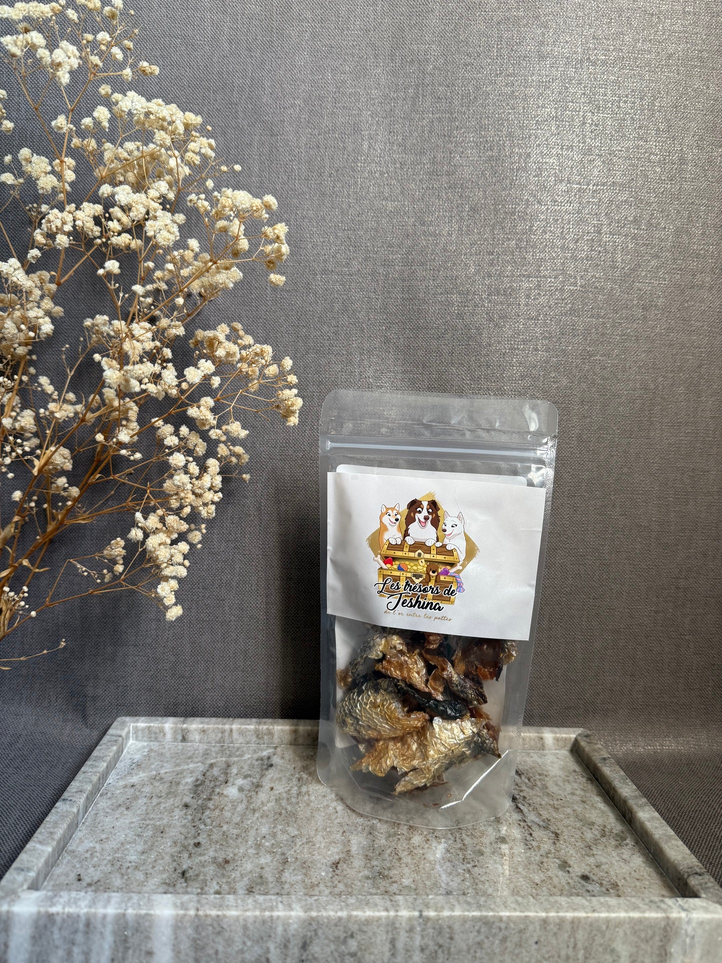 Morceaux de peau de saumon avec chair